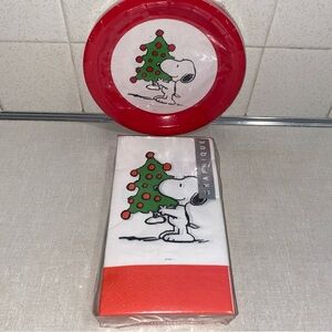 Peanuts Snoopy Holiday‎ Christmas Paper Guest Napkins & Plates Set New